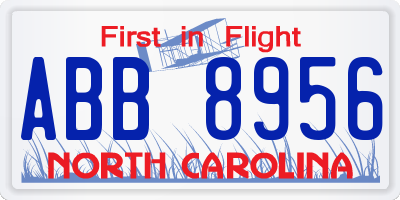 NC license plate ABB8956