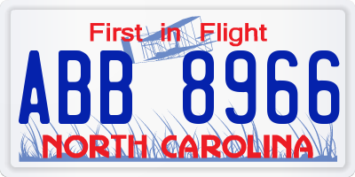 NC license plate ABB8966