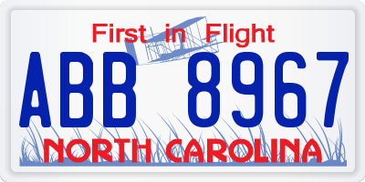 NC license plate ABB8967