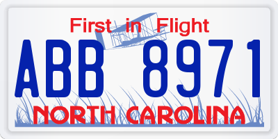 NC license plate ABB8971