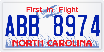 NC license plate ABB8974