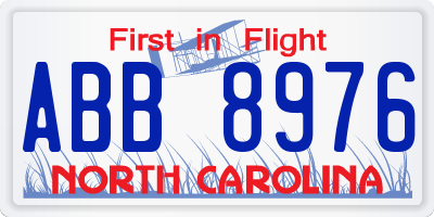NC license plate ABB8976