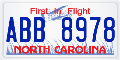 NC license plate ABB8978