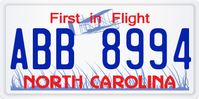 NC license plate ABB8994