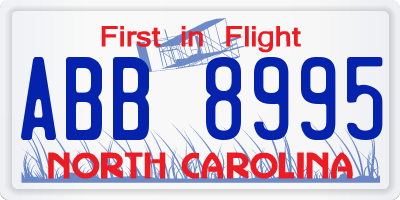 NC license plate ABB8995