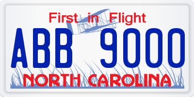 NC license plate ABB9000