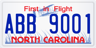 NC license plate ABB9001