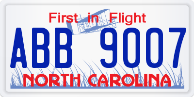 NC license plate ABB9007