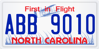 NC license plate ABB9010