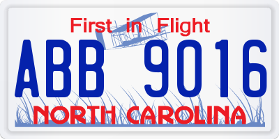 NC license plate ABB9016