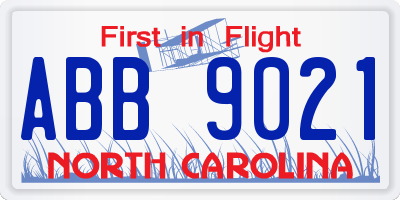 NC license plate ABB9021