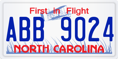 NC license plate ABB9024