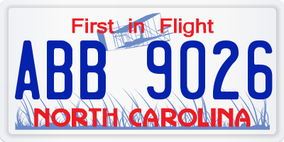 NC license plate ABB9026