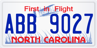 NC license plate ABB9027
