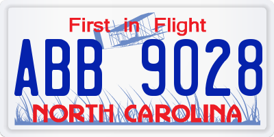 NC license plate ABB9028
