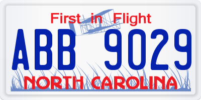 NC license plate ABB9029