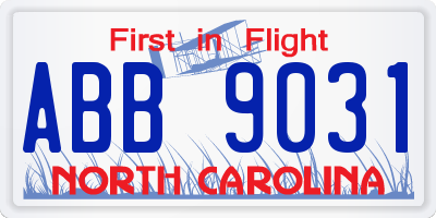 NC license plate ABB9031