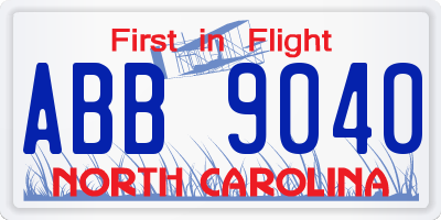 NC license plate ABB9040