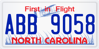 NC license plate ABB9058