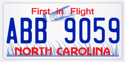 NC license plate ABB9059