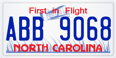 NC license plate ABB9068