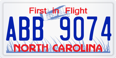 NC license plate ABB9074