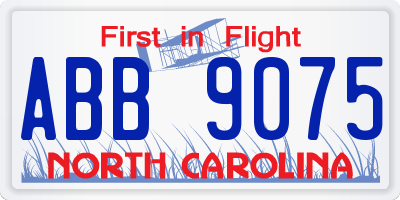 NC license plate ABB9075