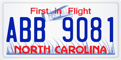 NC license plate ABB9081