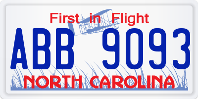 NC license plate ABB9093