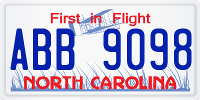 NC license plate ABB9098