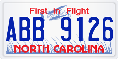 NC license plate ABB9126