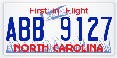 NC license plate ABB9127