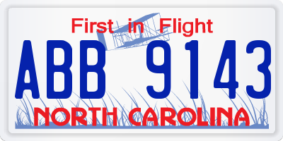 NC license plate ABB9143