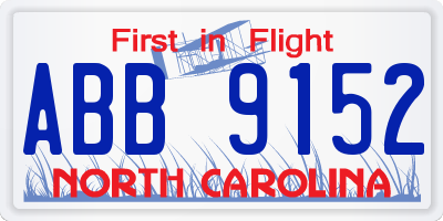 NC license plate ABB9152