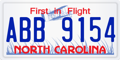 NC license plate ABB9154