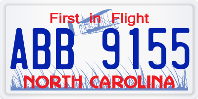 NC license plate ABB9155