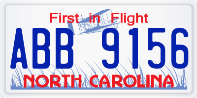 NC license plate ABB9156