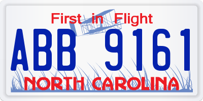 NC license plate ABB9161