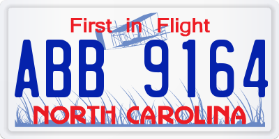 NC license plate ABB9164