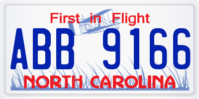 NC license plate ABB9166