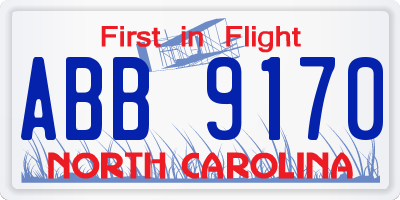 NC license plate ABB9170