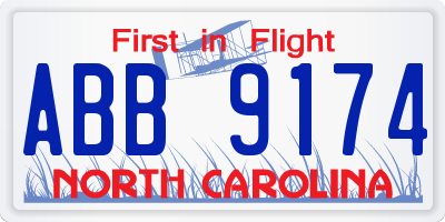 NC license plate ABB9174
