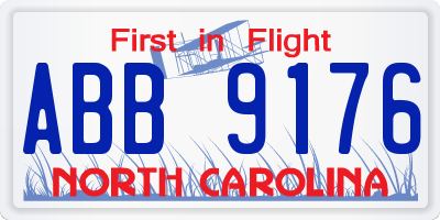 NC license plate ABB9176