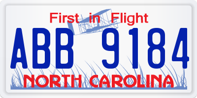 NC license plate ABB9184