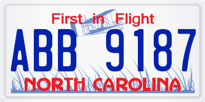 NC license plate ABB9187