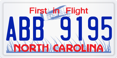 NC license plate ABB9195