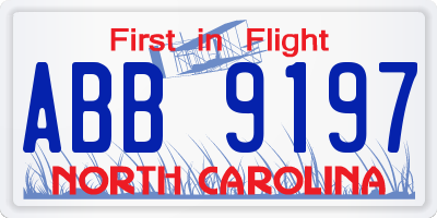 NC license plate ABB9197