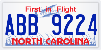 NC license plate ABB9224