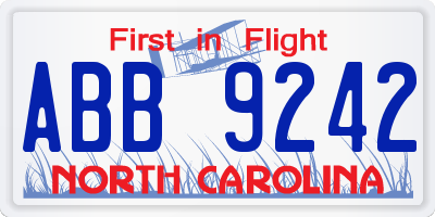 NC license plate ABB9242