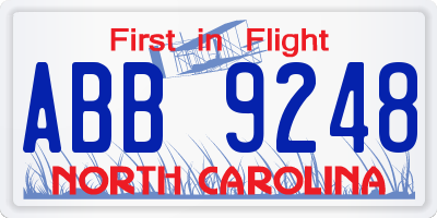 NC license plate ABB9248